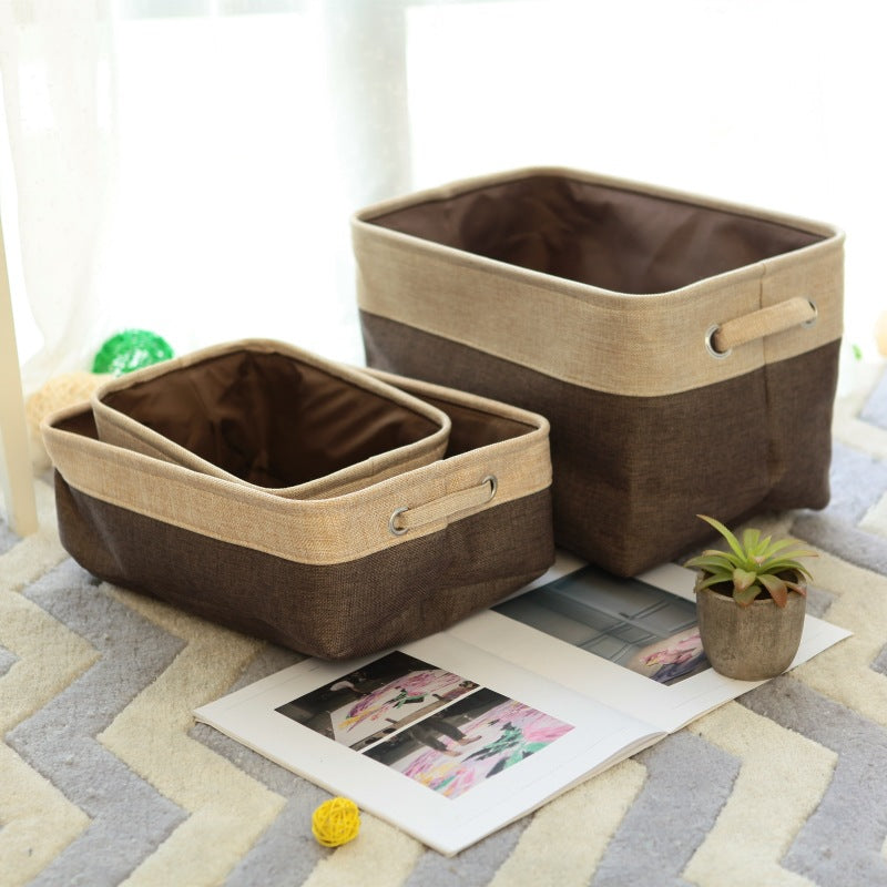 Cotton Linen Desktop Storage Basket for Organizing