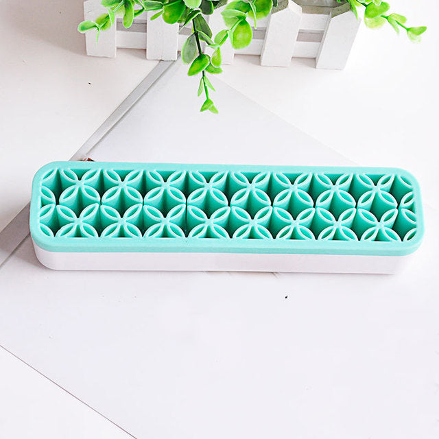 Cosmetic Organizer Box with Silicone Makeup Brush Holder