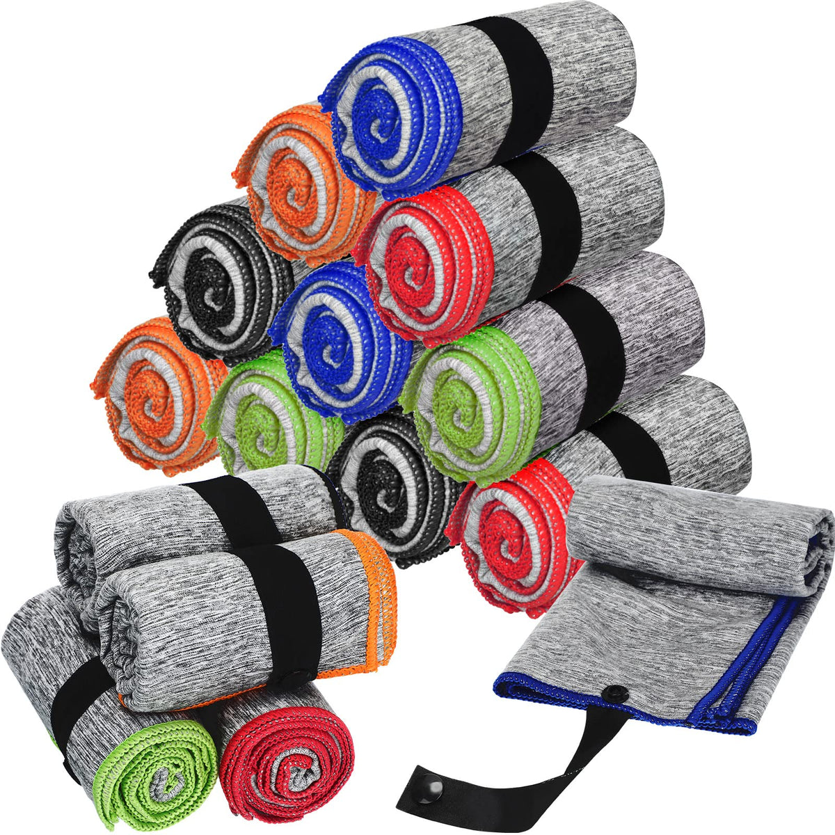 Chumia 15 Pcs Microfiber Gym Towel Bulk Quick Dry Absorbent Fiber Workout Towels 30 x 15.7 Inch Fast Drying Towel for Men Women Sweat Fitness Yoga Travel Sports Towels