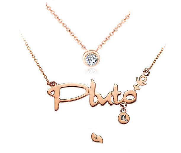 Rose Gold Zodiac Letter Necklace for Women
