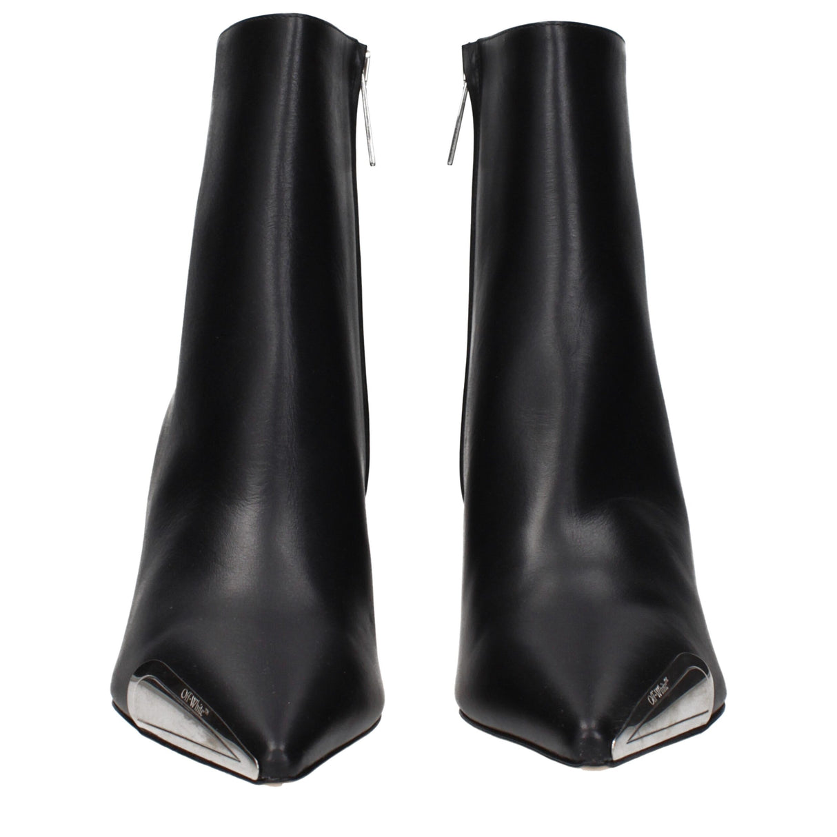 Off-White Black Leather Ankle Boots