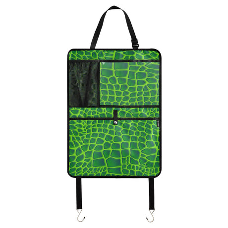 Aflyko Seat Back Organizer Alligator Skin Green Car Kick Mat with Pocket Vehicle Backseat Protector Travel Accessories Automobile Seat Cover Protector 1 Pack