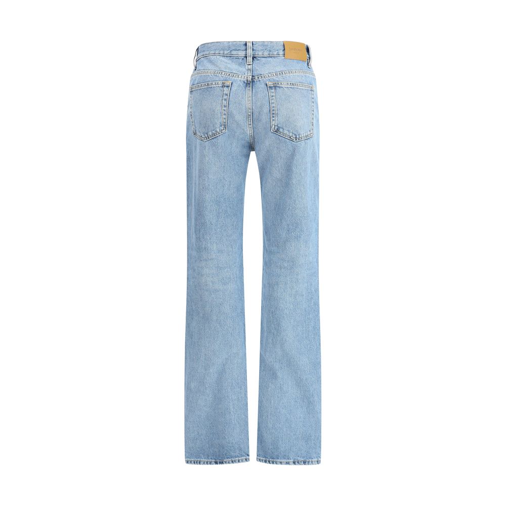 Saint Laurent Light Blue Cotton Straight-Leg Jeans