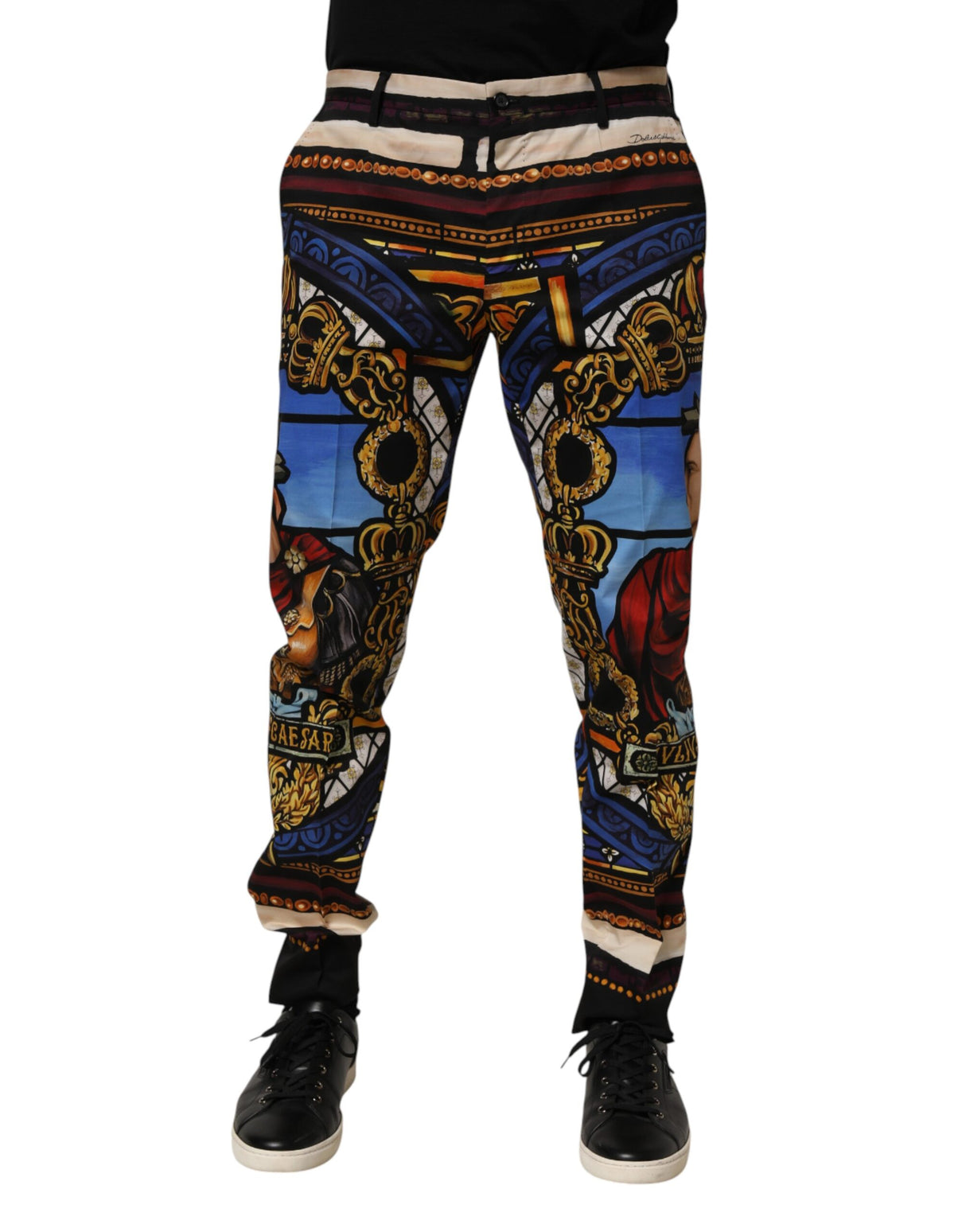 Dolce & Gabbana Multicolor Julias Ceasar Print Tapered Pants