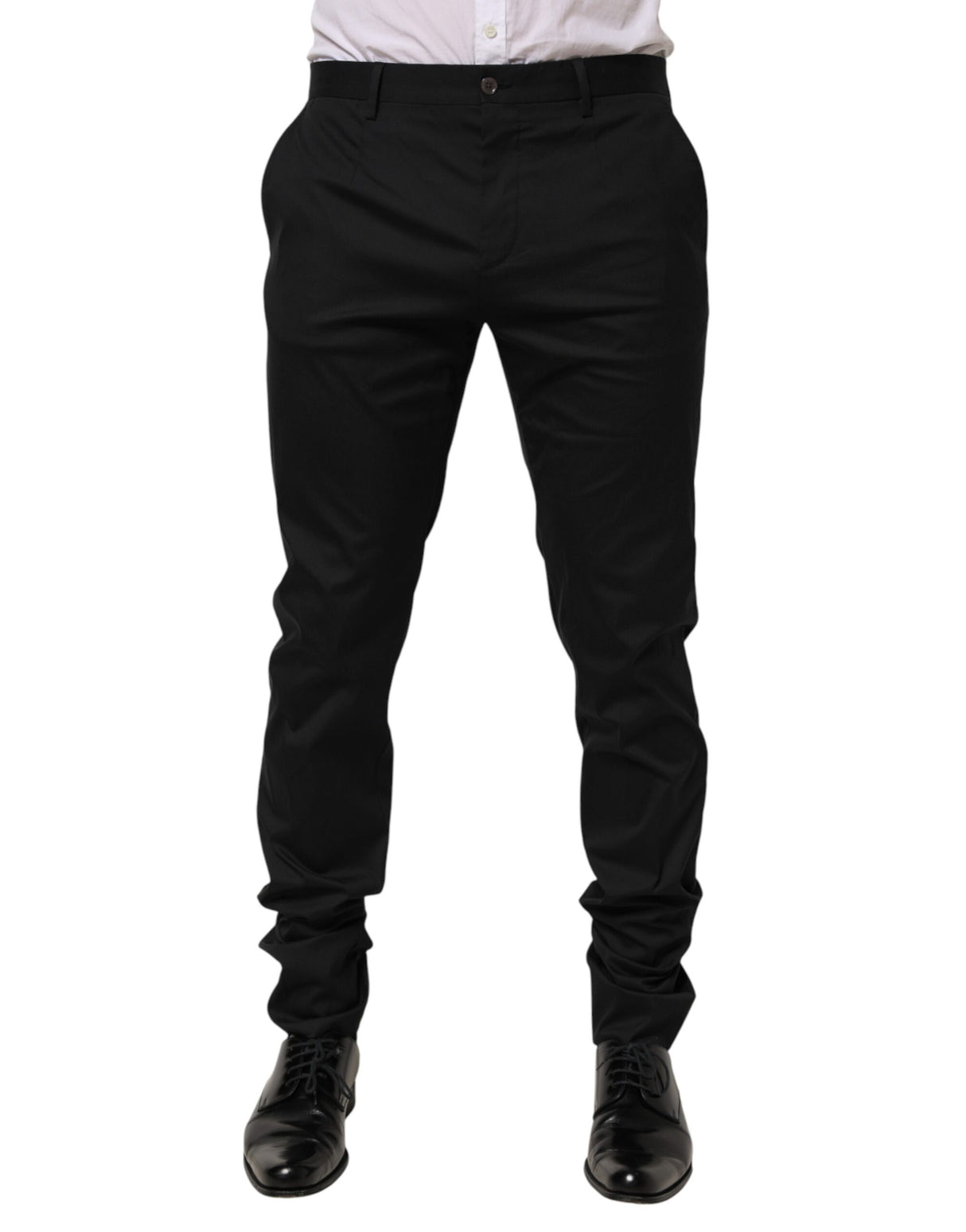 Dolce & Gabbana Black Cotton Formal Dress Men Trouser Pants