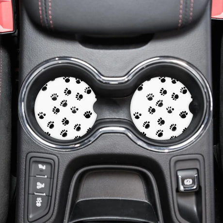 Cup Holder Coaster for Car 2 Pack Car Coasters for Cup Holders Cork Base Car Cup Coasters for Drinks Universal Funny Aesthetic Car Accessories Table Coaster Home Decor (Dogs Footprints)