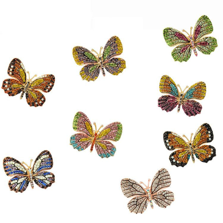 Colorful Rhinestone Alloy Butterfly Brooch Accessory