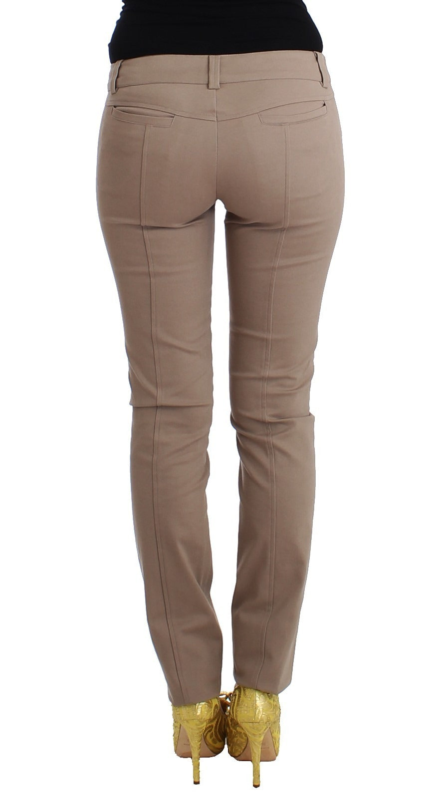 Cavalli Class Beige Dress Skinny Slim Straight Chinos Pants