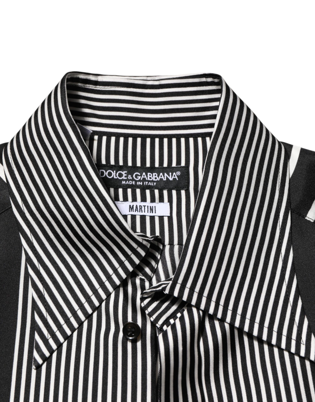 Dolce & Gabbana Black White Stripes Men MARTINI Dress Shirt