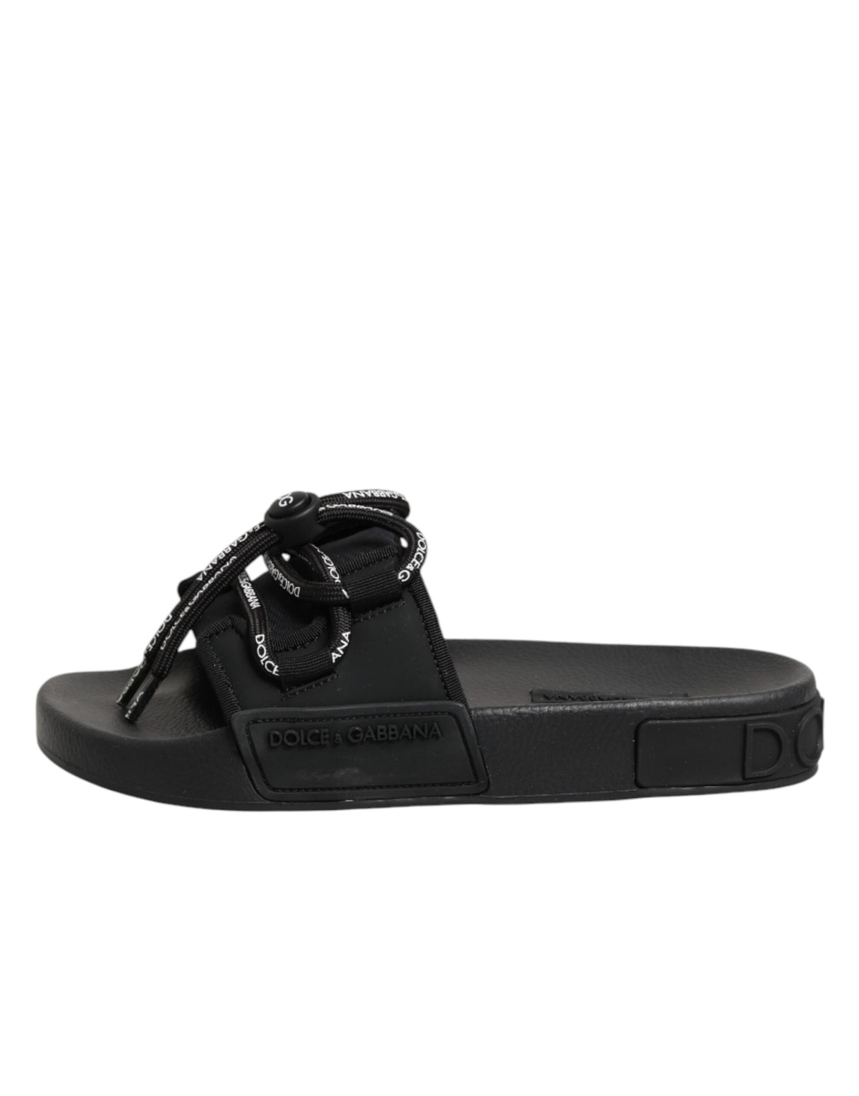 Dolce & Gabbana Black logo print Slides Beachwear Shoes