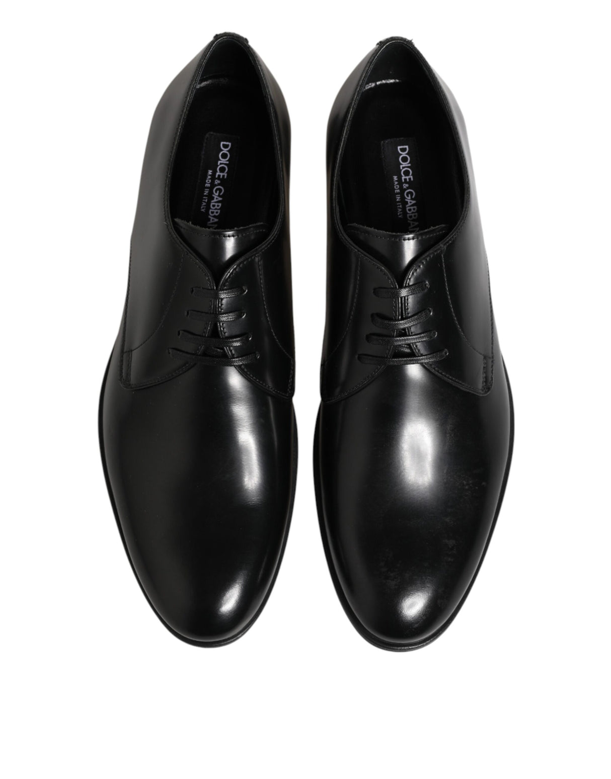 Dolce & Gabbana Black Calfskin Leather Derby Dress Shoes