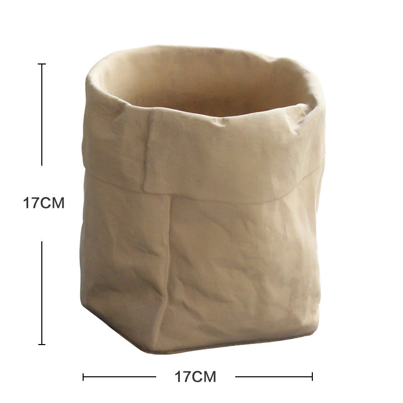 Cement Fabric Bag Planter in Modern Nordic Style