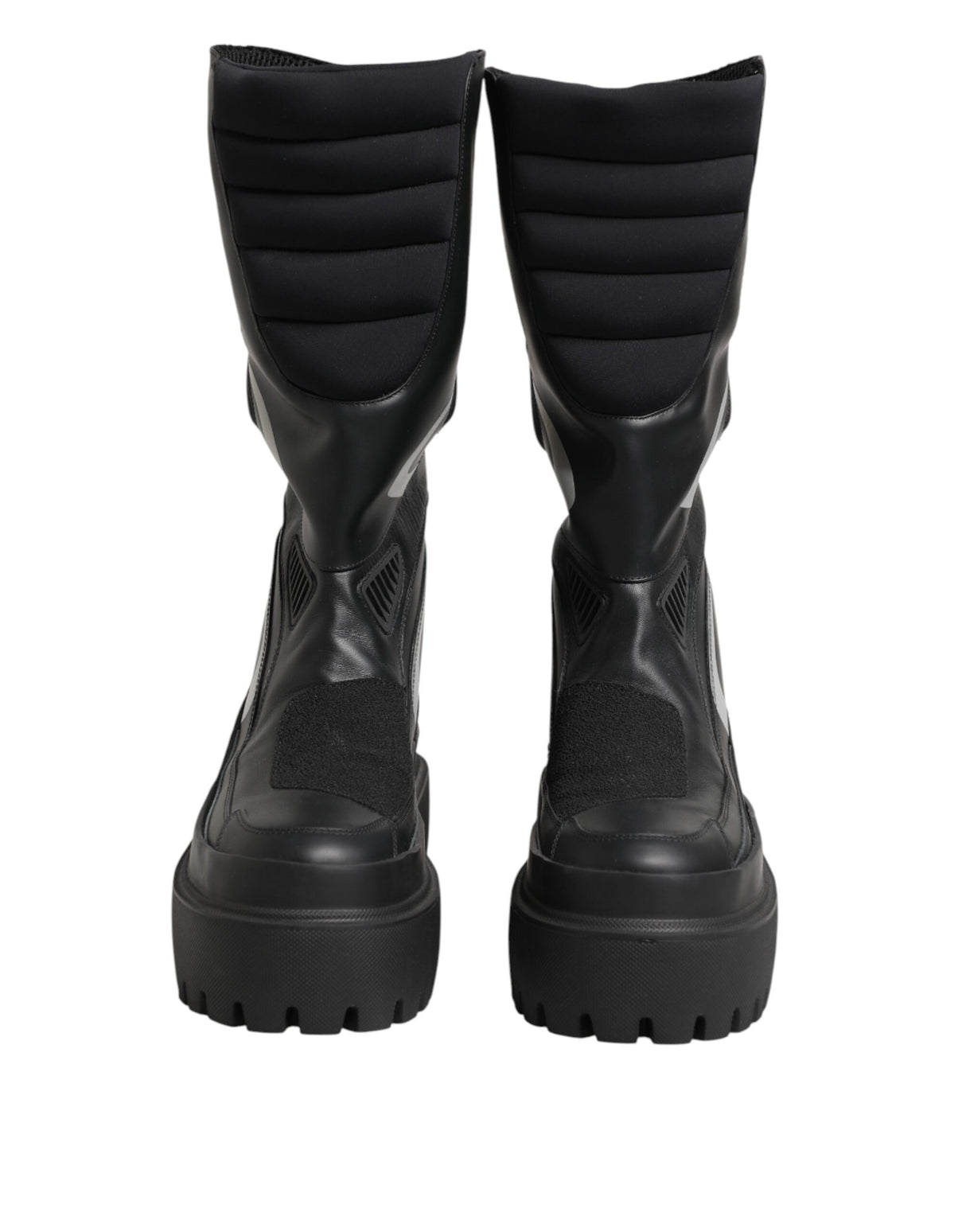 Dolce & Gabbana Black Leather Mid Calf Biker Boots Shoes