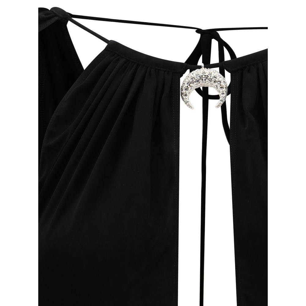 Marine Serre Black Viscose Bodysuit