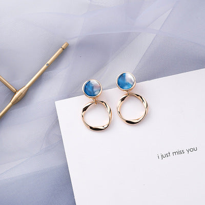 Trendy Blue Gray Geometric Earrings - Fashionable Accessory