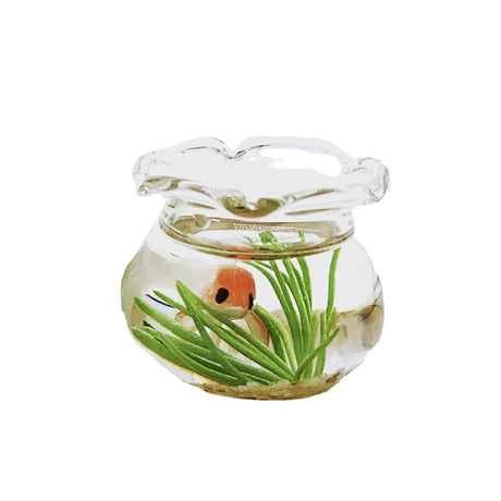 Goodliest Dollhouse Fish Tank 1:12 Scale Miniature Resin Accessories for Garden Scene Decor Random Color Round