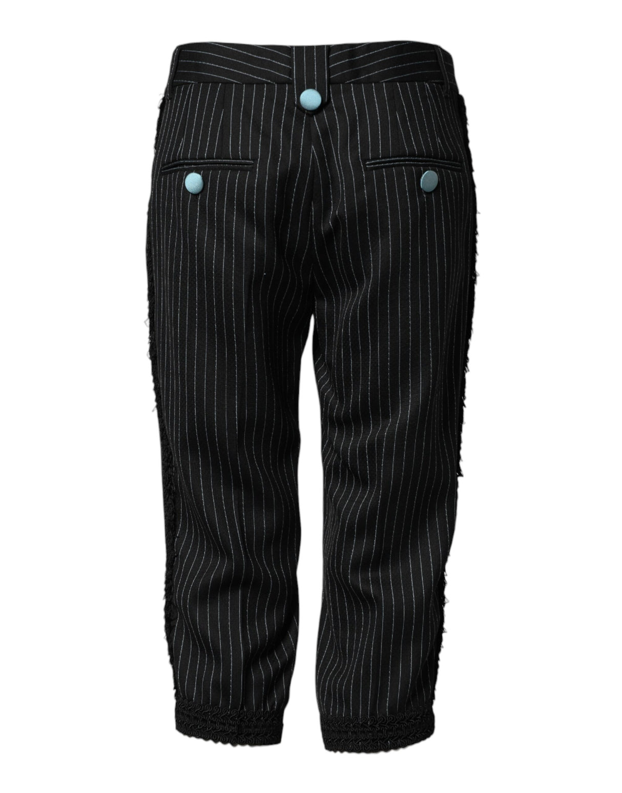 Dolce & Gabbana Black Wool Stripes Cropped Trouser Pants