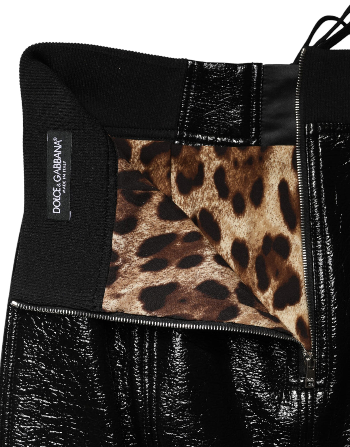 Dolce & Gabbana Black Nylon Eyelet Detail Coated Mini Skirt