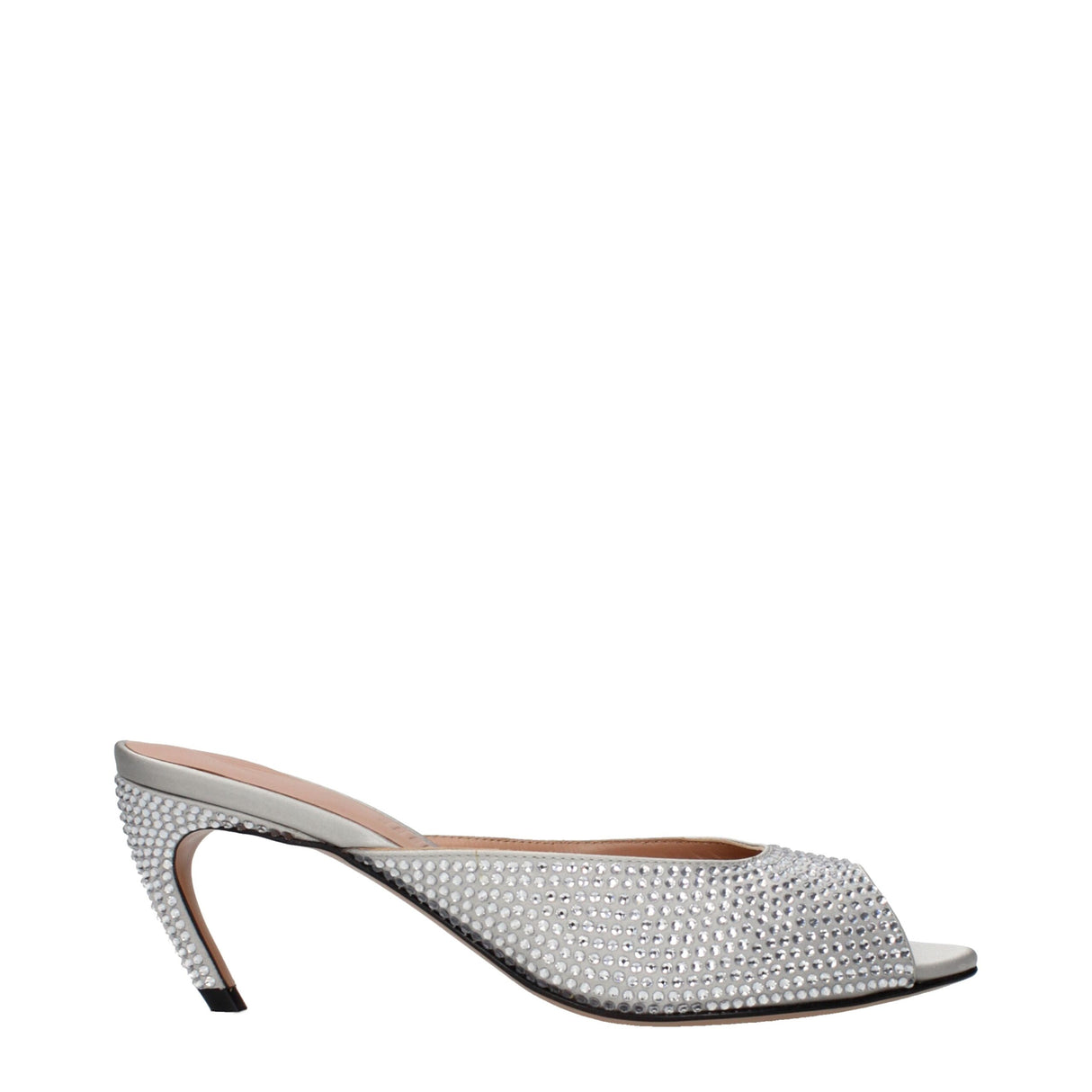 The Attico Gray Satin Stiletto Heel Sandals