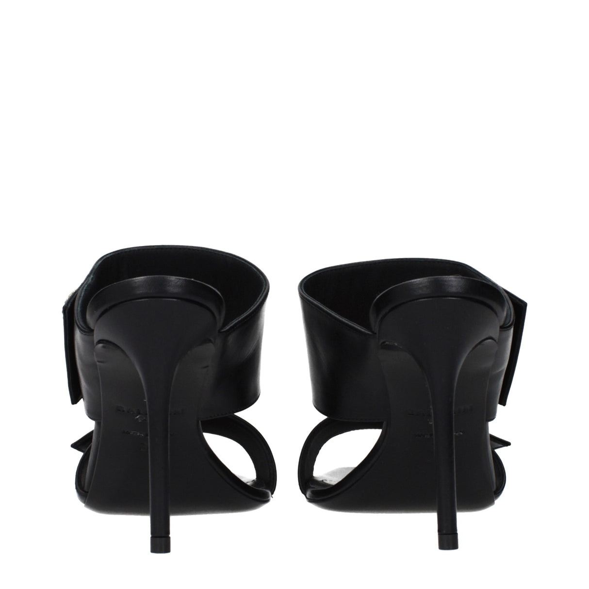 Balmain Black Leather Stiletto Heel Sandals