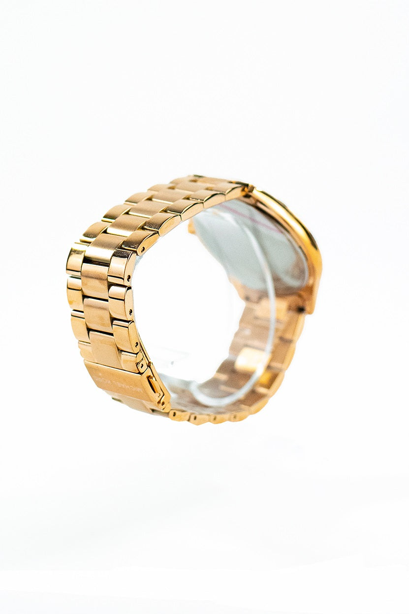 Montre-bracelet Michael Kors Runway en acier inoxydable doré pour femme avec cadran marron MK3181