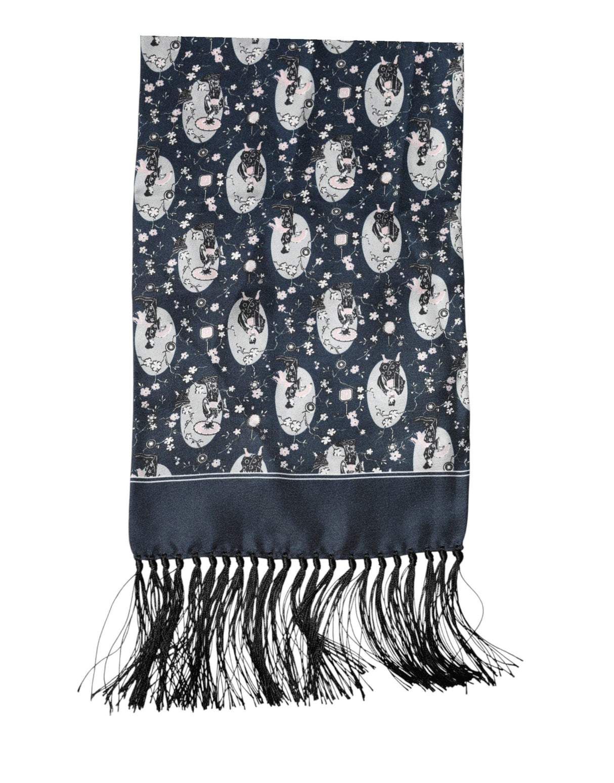 Dolce & Gabbana Navy Blue Silk Neck Wrap Shawl Men Scarf