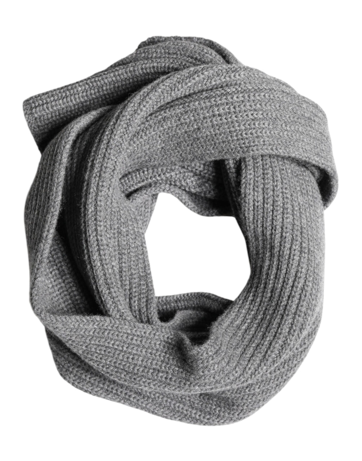 Dolce & Gabbana Gray Cashmere Knit Neck Wrap Shawl Scarf