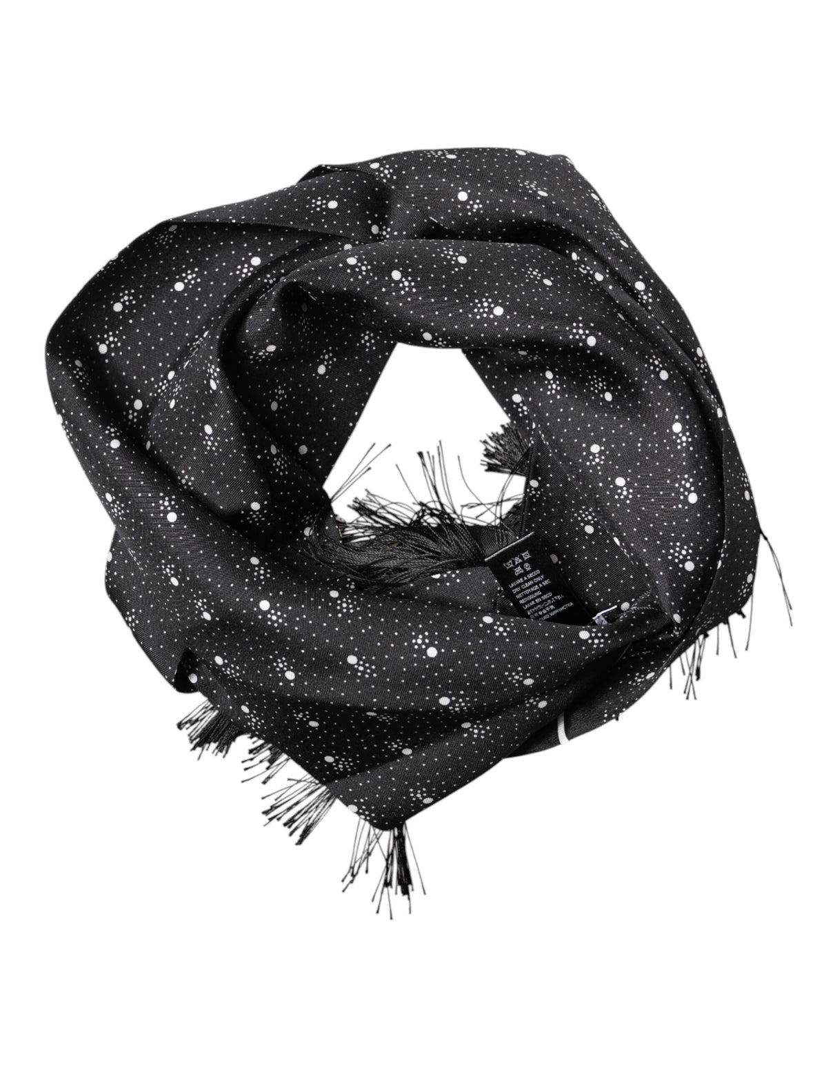 Dolce & Gabbana Black Silk Dotted Men Neck Wrap Shawl Scarf