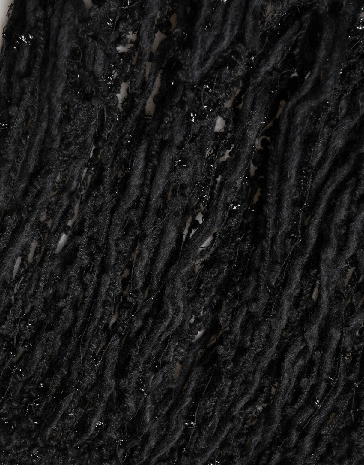 Dolce & Gabbana Black Cashmere Knit Shawl Fringes Scarf