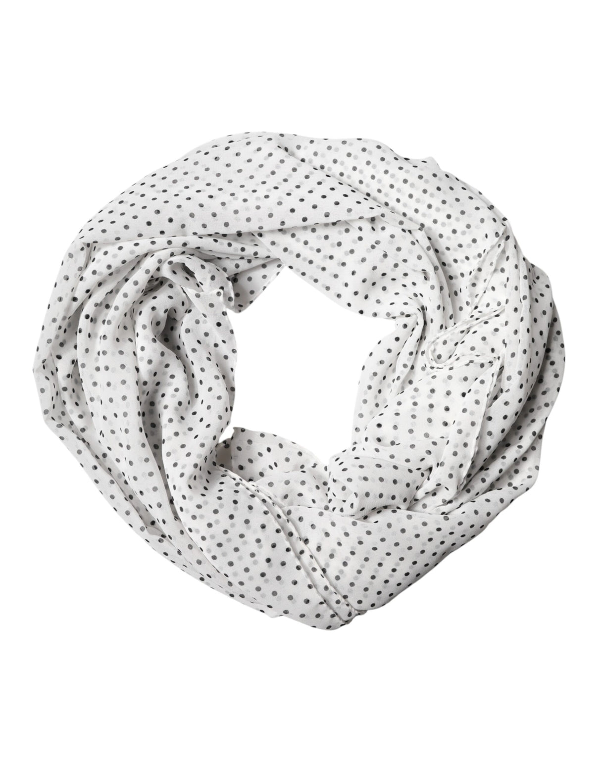 Dolce & Gabbana White Polka Dot Polyester Shawl Scarf