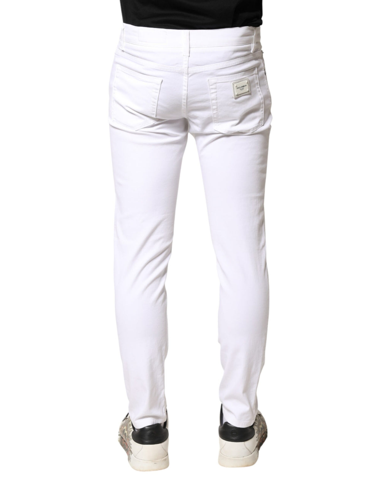 Dolce & Gabbana White Cotton Stretch Skinny Denim Men Jeans