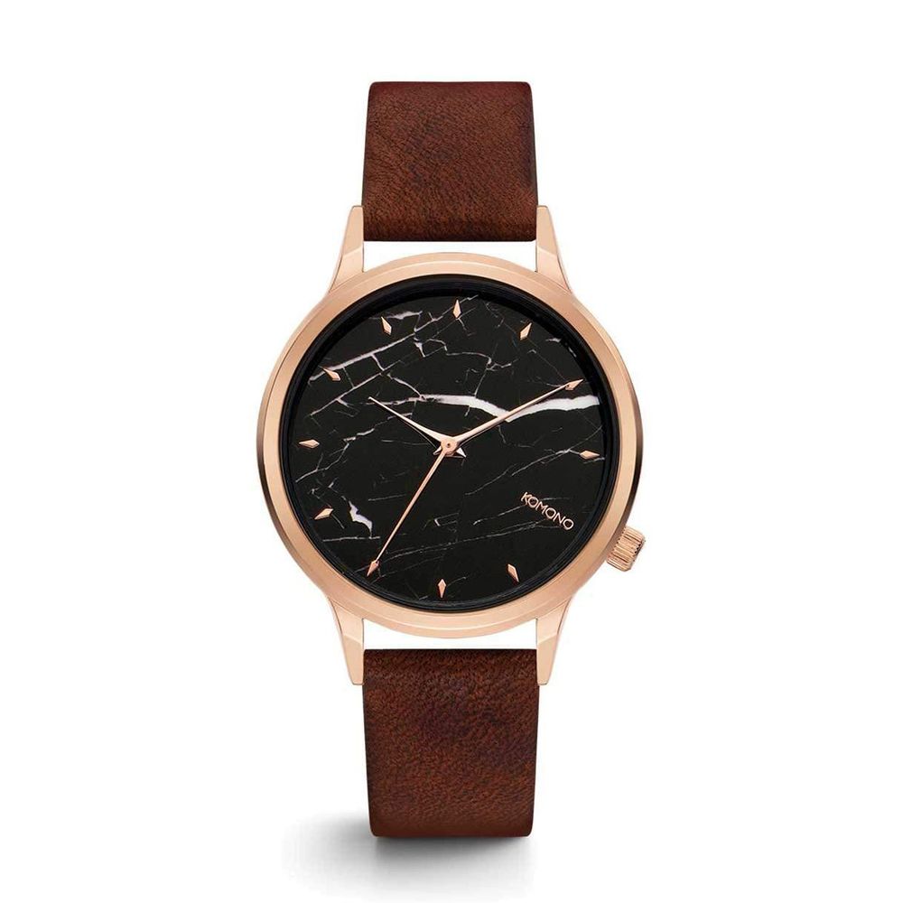 Komono Red Leather Dress Watch