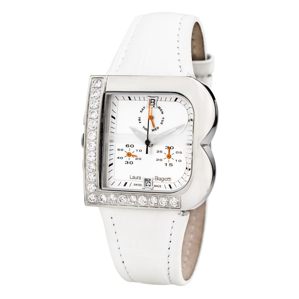 Laura Biagiotti White Leather Dress Watch