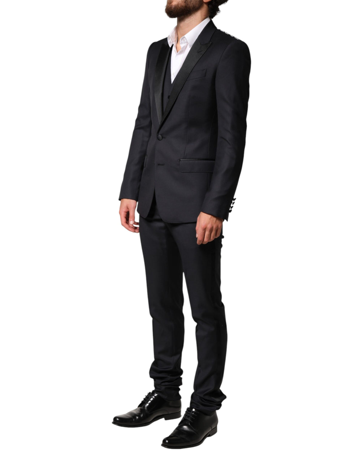 Dolce & Gabbana Blue Wool Single Breasted 3 Piece Men Suit