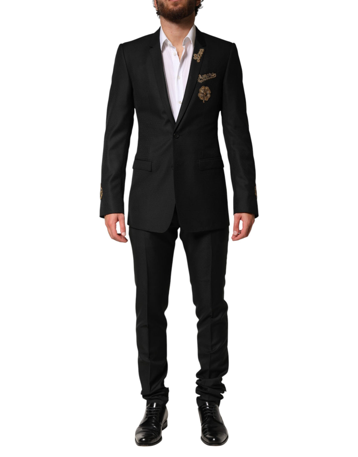 Dolce & Gabbana Black Embellished Single Breasted 2 Pc Suit