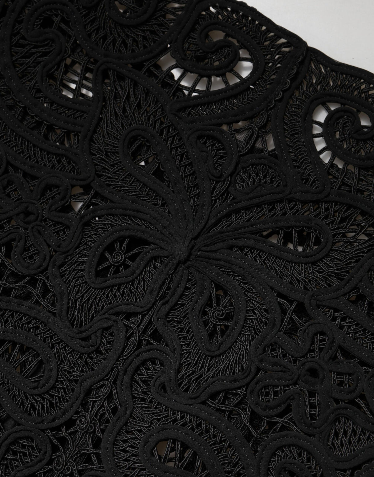 Dolce & Gabbana Black Floral Lace Cropped Coat Jacket