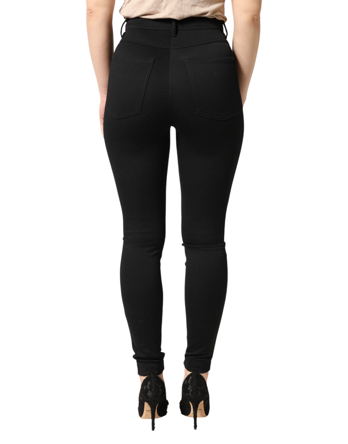 Dolce & Gabbana Black Nylon Stretch Skinny High Waist Pants