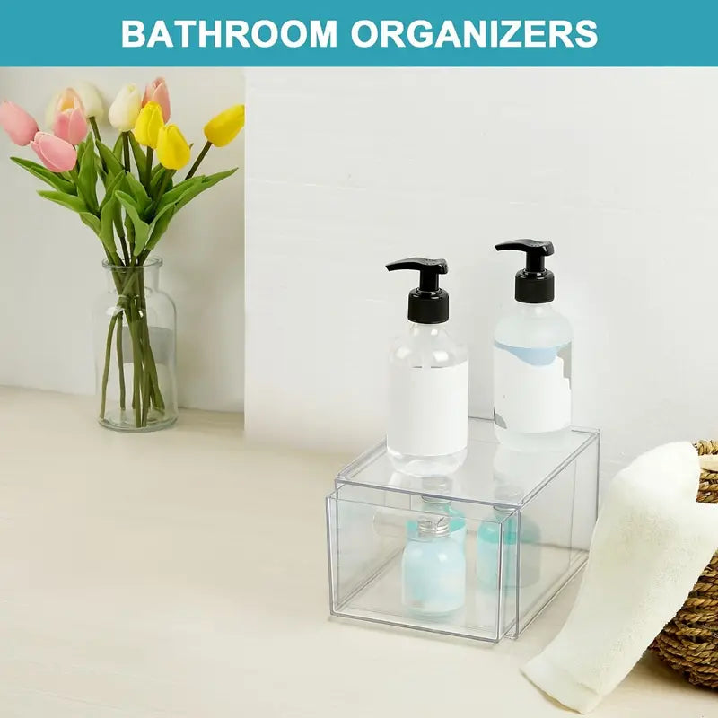 Stackable Acrylic Makeup Organizer with Storage Drawers
