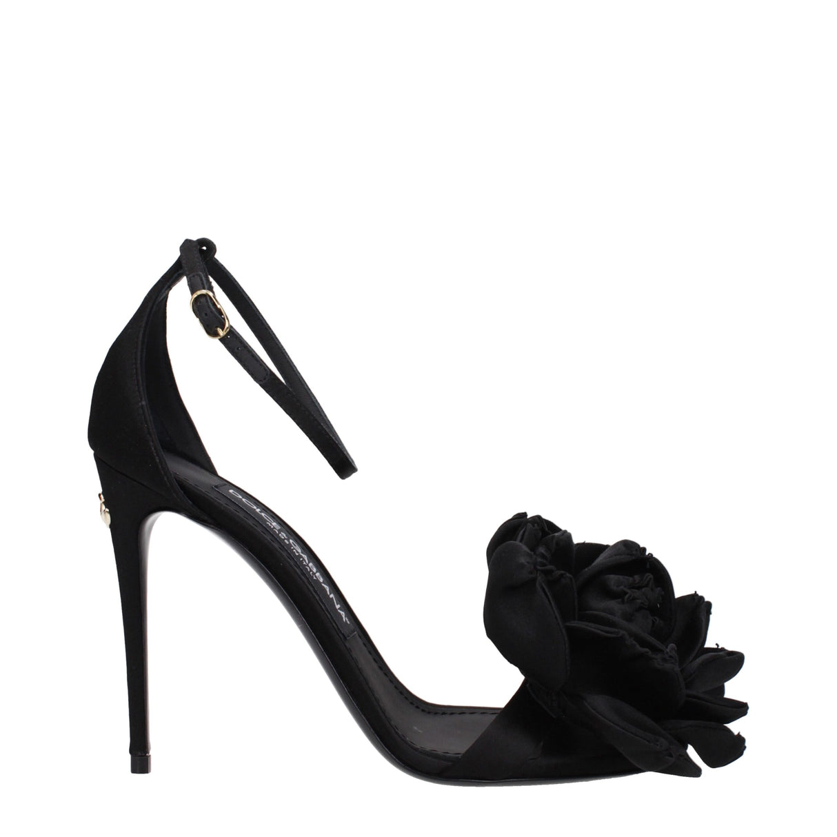 Dolce & Gabbana Black Satin Stiletto Heel Sandals