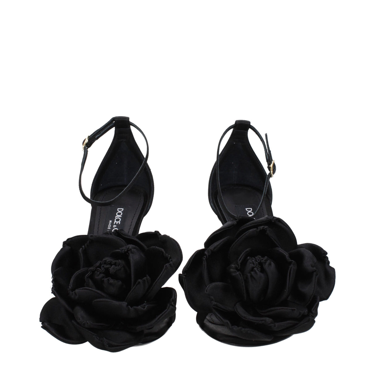 Dolce & Gabbana Black Satin Stiletto Heel Sandals