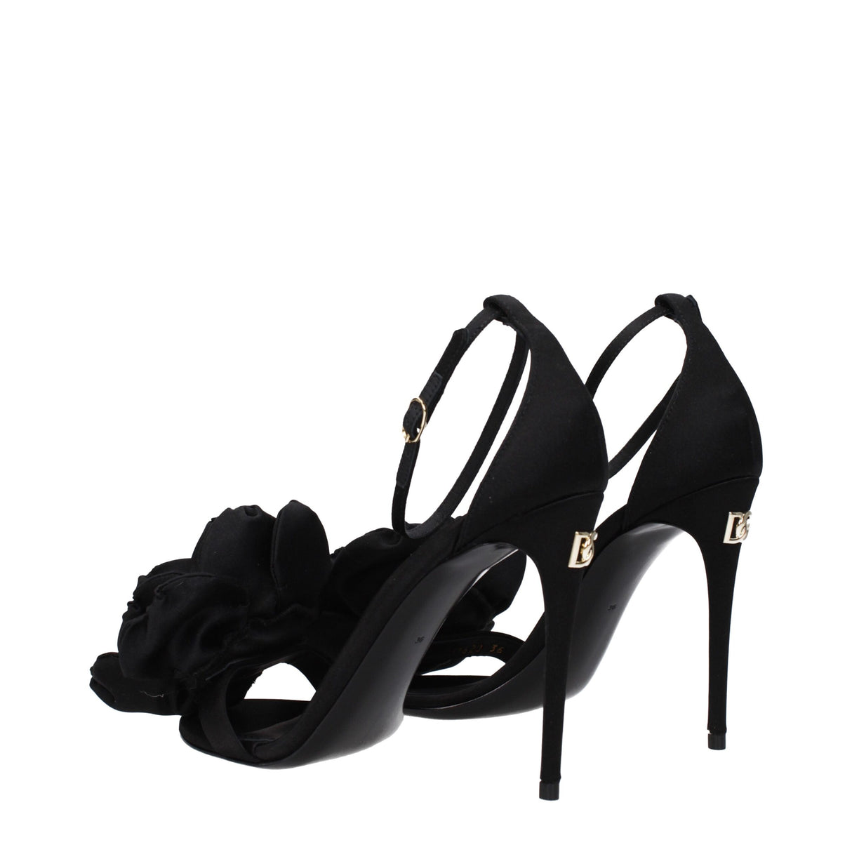 Dolce & Gabbana Black Satin Stiletto Heel Sandals
