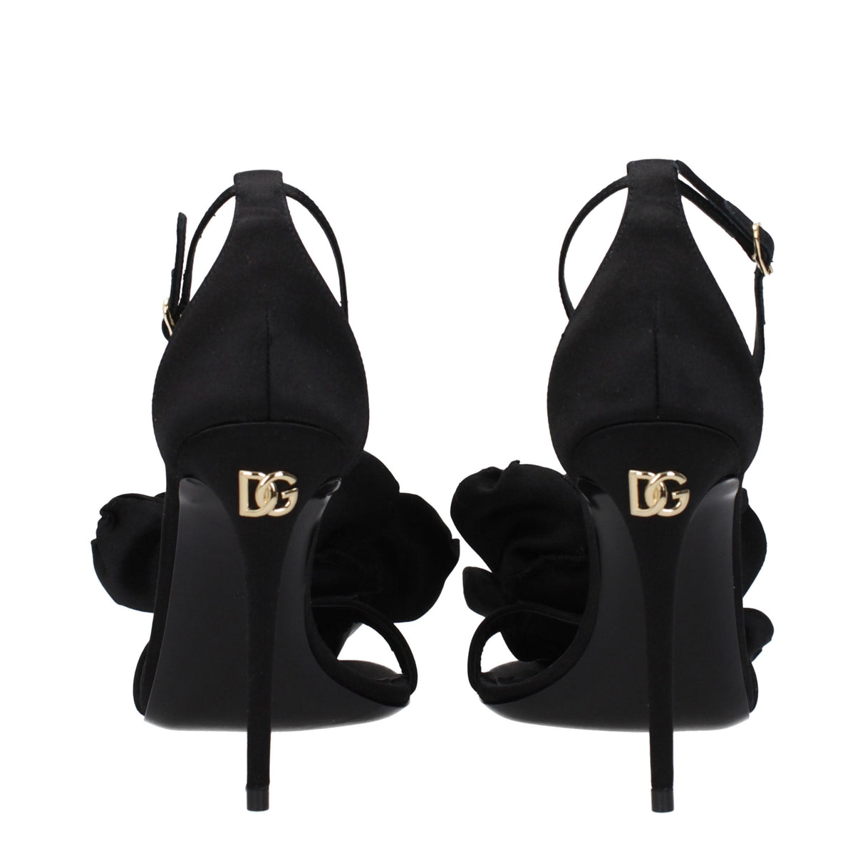Dolce & Gabbana Black Satin Stiletto Heel Sandals
