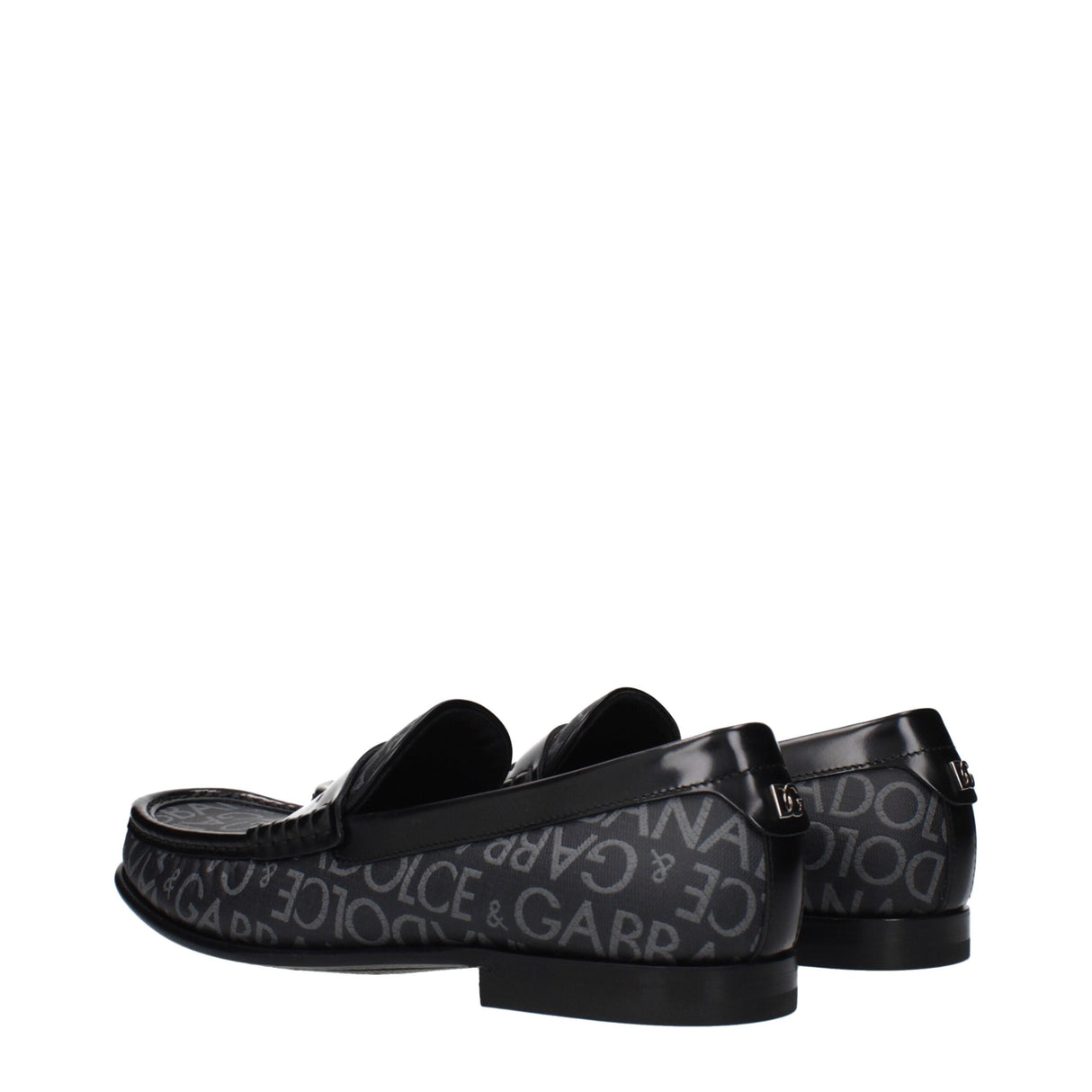 Dolce & Gabbana Black Fabric Slip-On Loafers