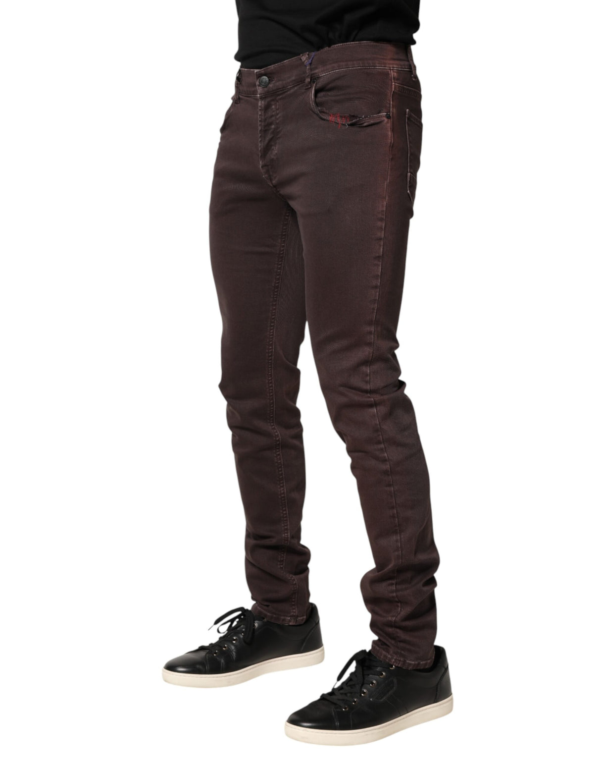 Daniele Alessandrini Brown Cotton Mid Waist Skinny Men Denim Jeans