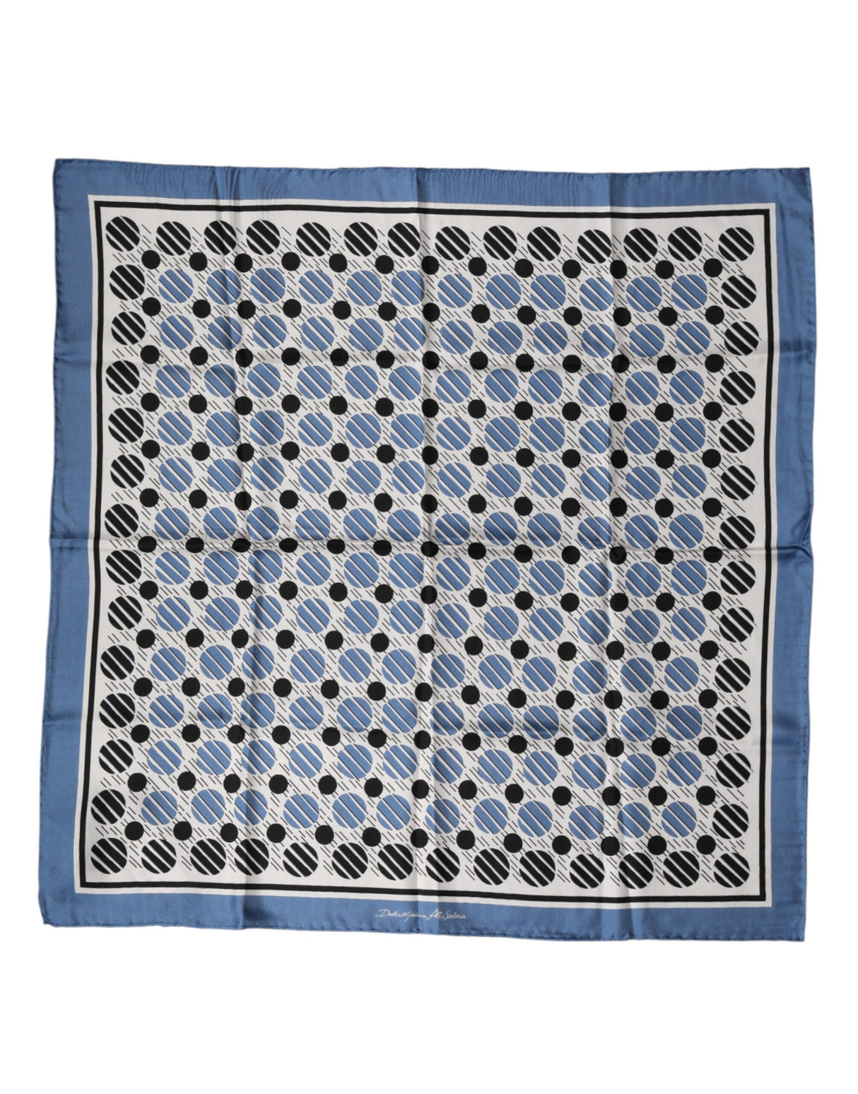 Dolce & Gabbana Blue Dotted Silk Square Foulard 66cm Scarf