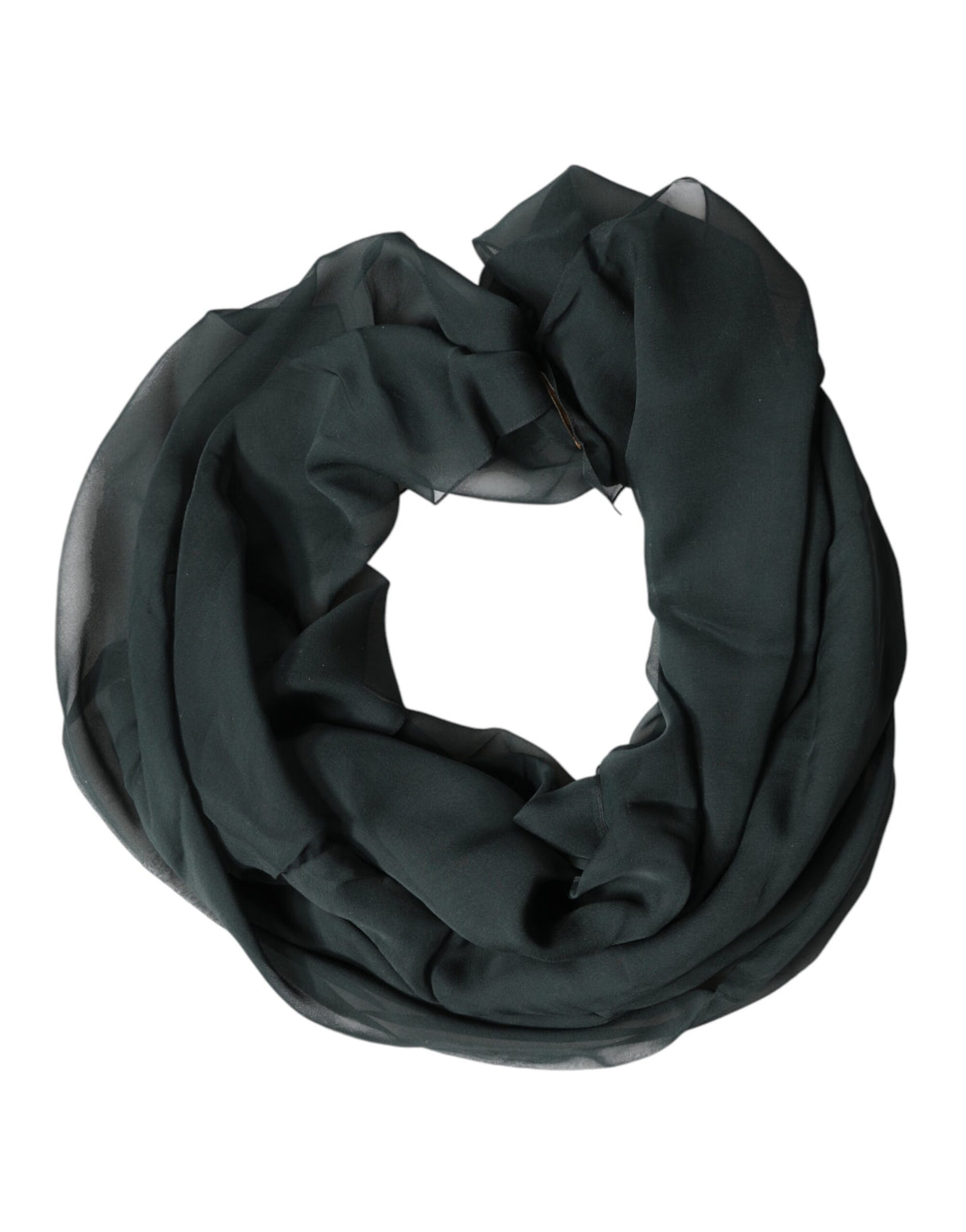 Dolce & Gabbana Dark Green Silk Neck Wrap Foulard Scarf