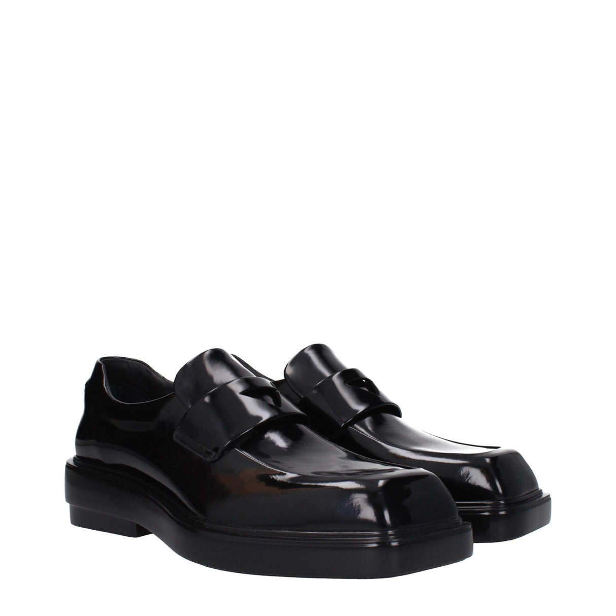 Prada Black Leather Slip-On Loafers