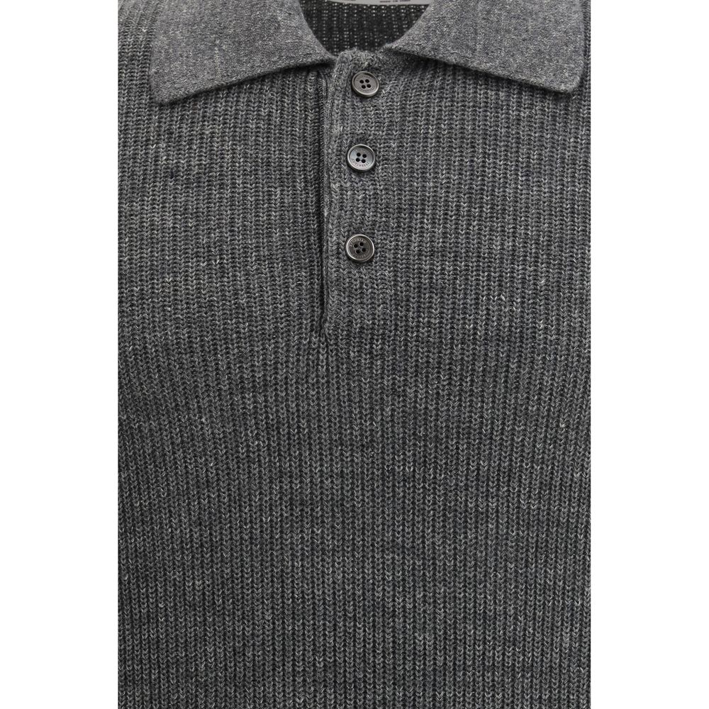 Brunello Cucinelli Gray Cotton Polo Shirt