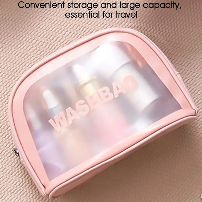 Clear Pink Toiletry Bag for Travel Essentials Organizer