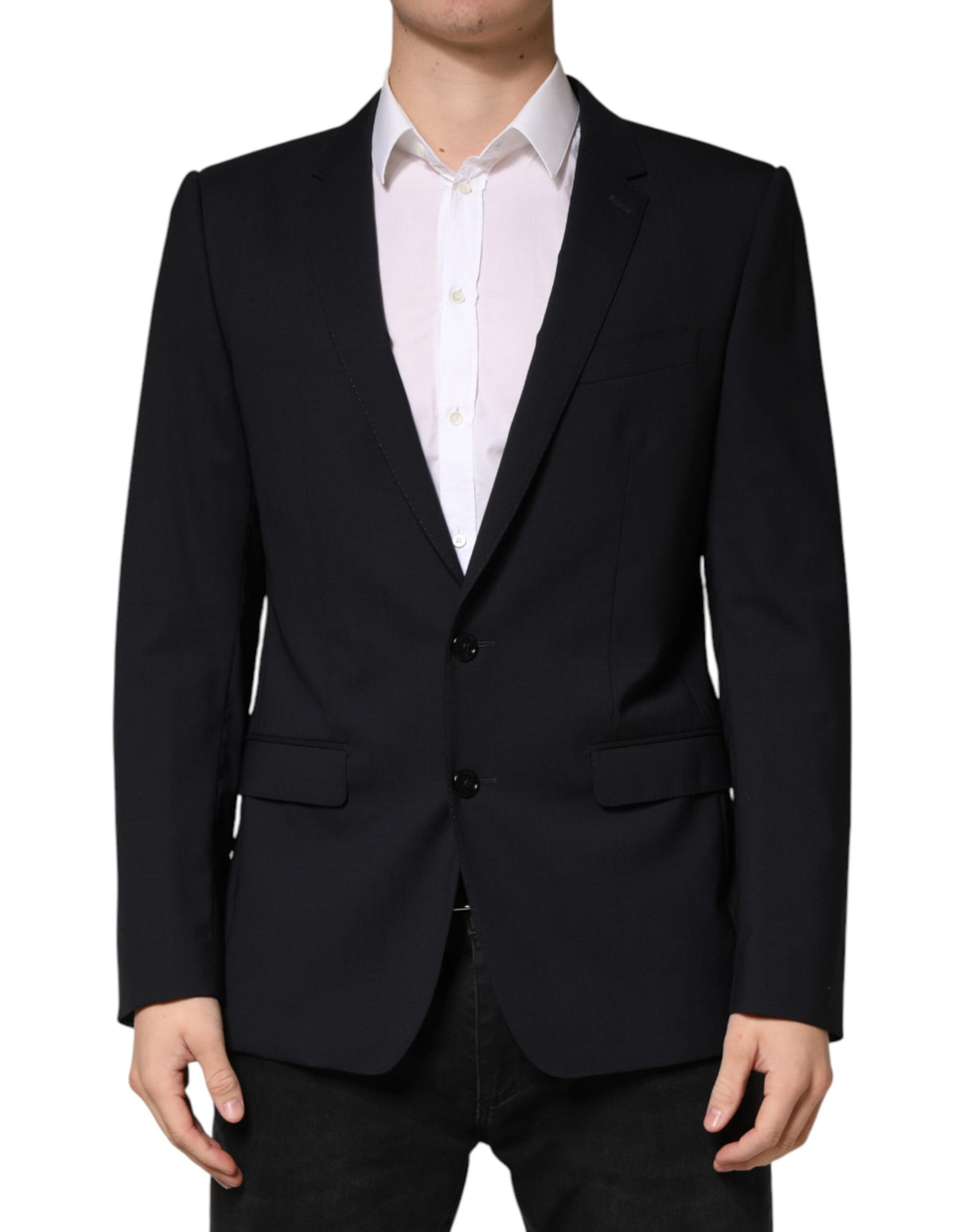 Dolce & Gabbana Black Wool Single Breasted 2 Button Blazer